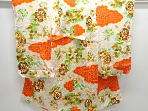 源氏車に草花模様子供着物（長襦袢付き）